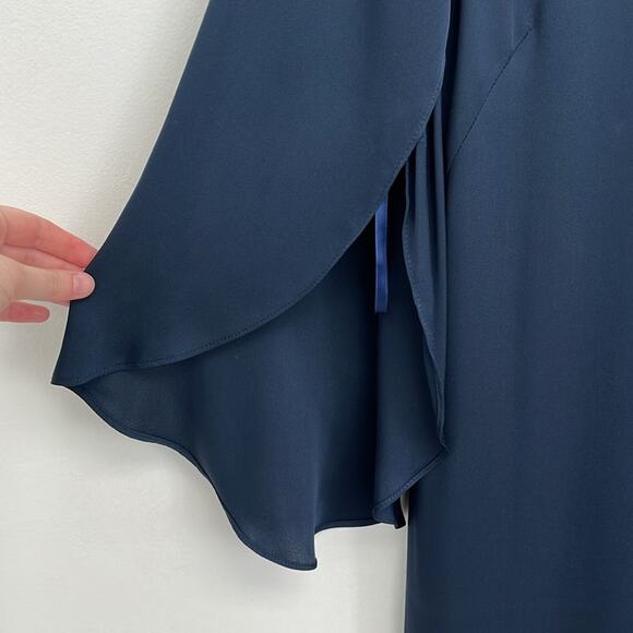 MILLY Butterfly Sleeve Silk Stretch Crepe Bateau Neckline Mini Shift Dress Size2 - Picture 8 of 15